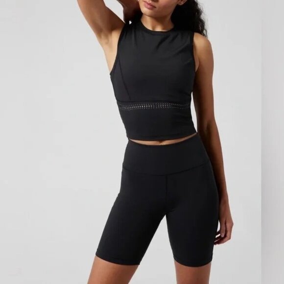 Athleta Tops - ATHLETA - Black LEVITATE CROP TANK 1 EXTRA LARGE